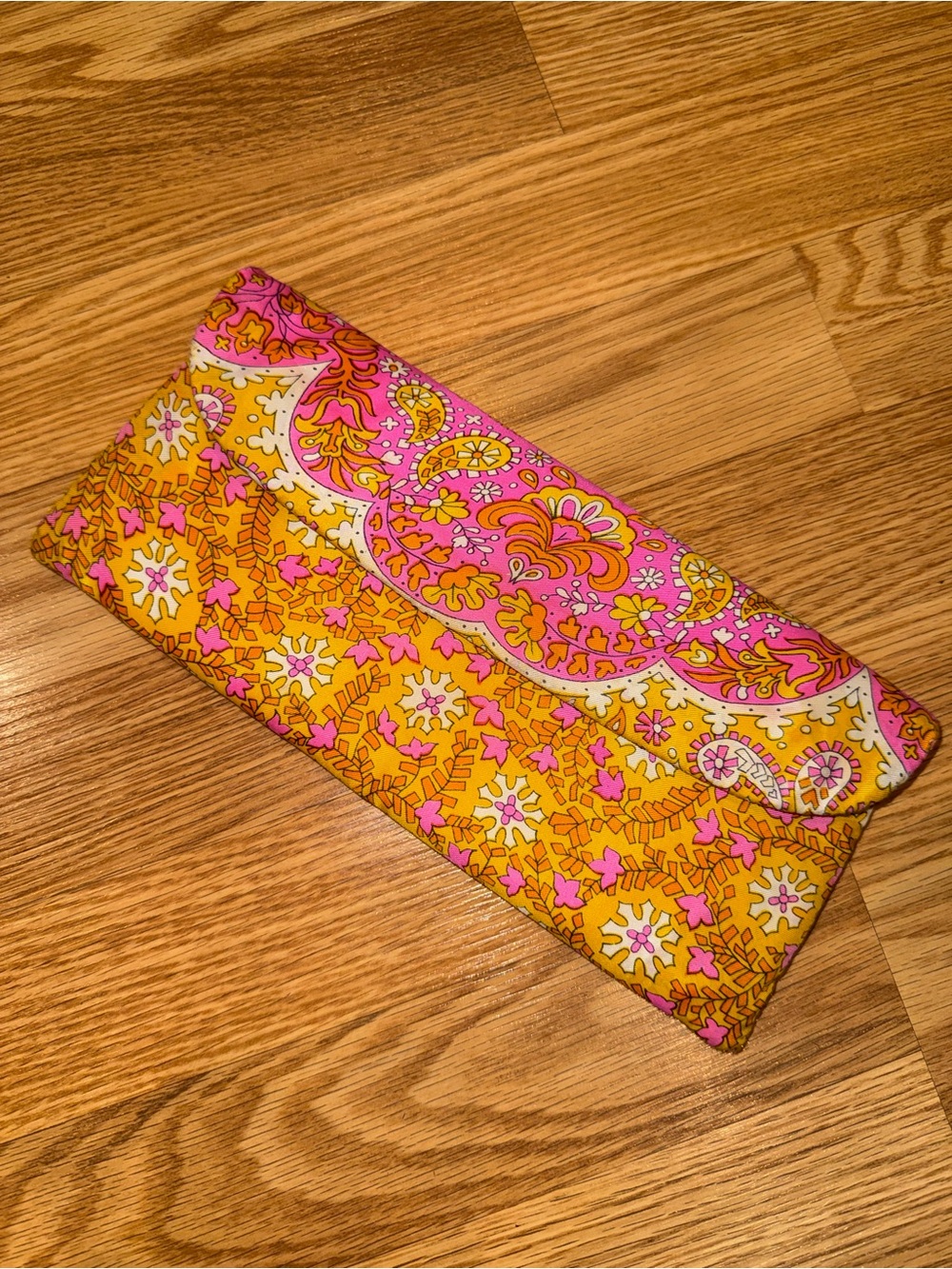 Silk Vintage 1960s Clutch Purse pink and yellow Mod Floral
